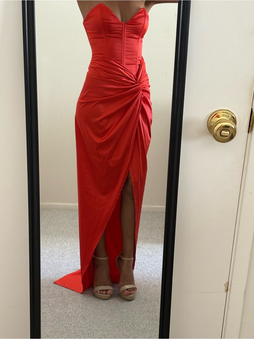 Fashion Nova Red Strapless Ruched Corset Wedding Dress - Picture 1 of 5